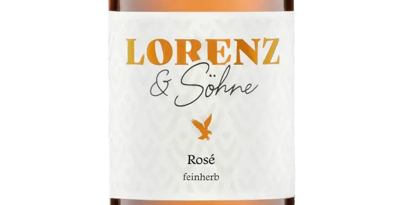 Weingut Lorenz & Söhne Rosé feinerherb Weinflasche mit elegantem Etikett und Markensymbol.