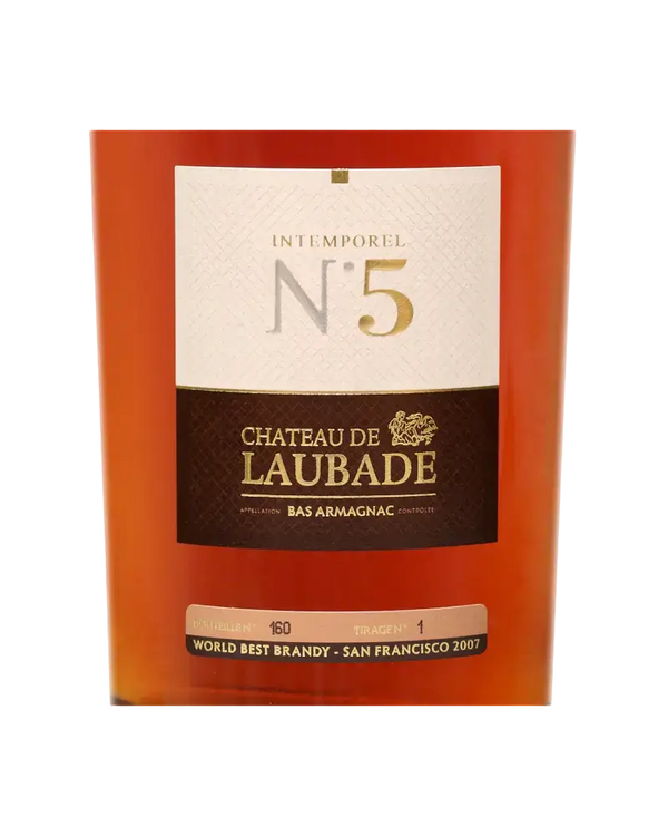 Armagnac Chateau de Laubade Intemporel N°5, Bas Armagnac, 20-30 Jahre gereift, erstklassige Spirituose.