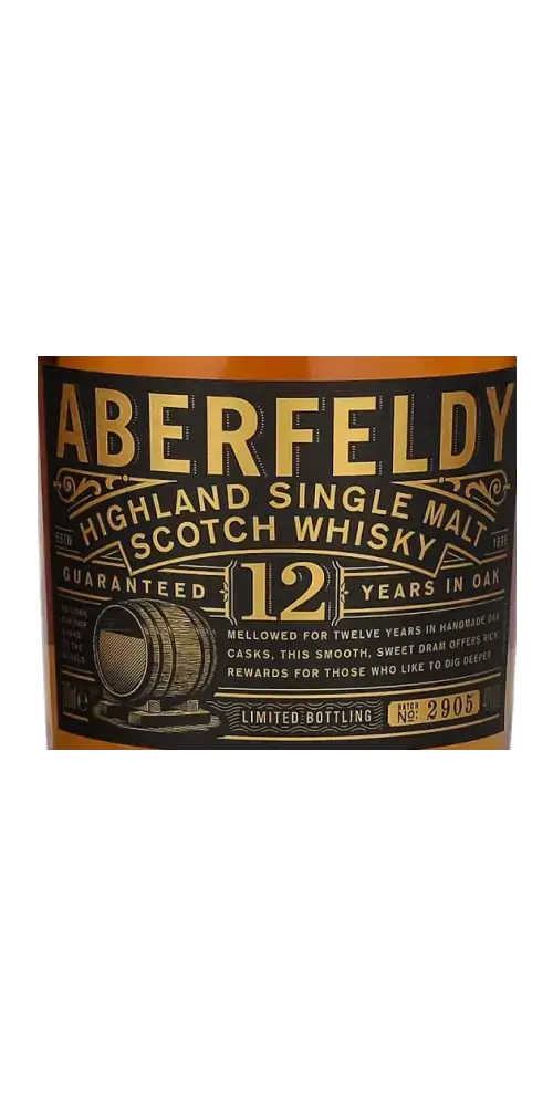 Schottischer Whisky Aberfeldy 12 Jahre Single Malt, Highland Whisky in limitierter Auflage, 0,7l Flasche.