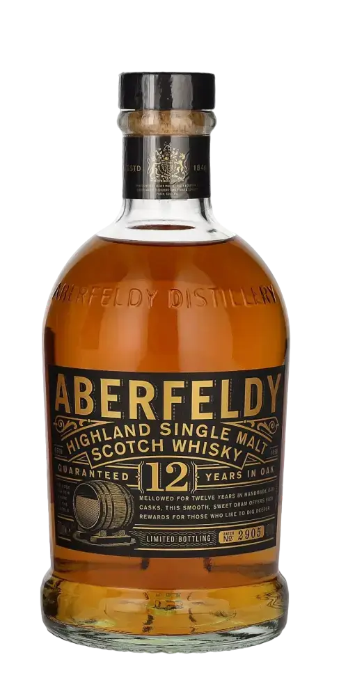 Schottischer Whisky Aberfeldy 12 Jahre, Highland Single Malt, 0,7l Flasche, mit honigsüßem Aroma aus Schottland.