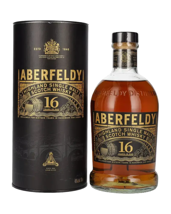 Schottischer Whisky Aberfeldy 16 Jahre in Geschenkverpackung, single malt aus den Highlands, reichhaltige Aromen.