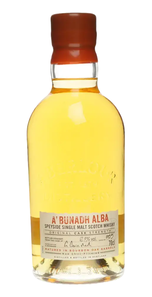 Schottischer Whisky A’Bunadh Alba, Speyside Single Malt mit honig-vanilligem Aroma, 70cl Flasche von Aberlour.