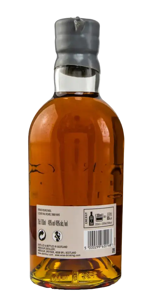 Schottischer Whisky Aberlour Casg Annamh Batch 0007, Rückansicht der Flasche aus Speyside, 700 ml, limitierte Edition.