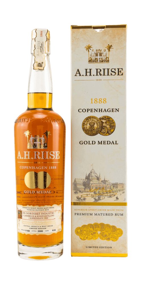 A.H. Riise XO 1888 Copenhagen, feiner Rum, bernsteinfarben, in hochwertiger Verpackung, Limited Edition.