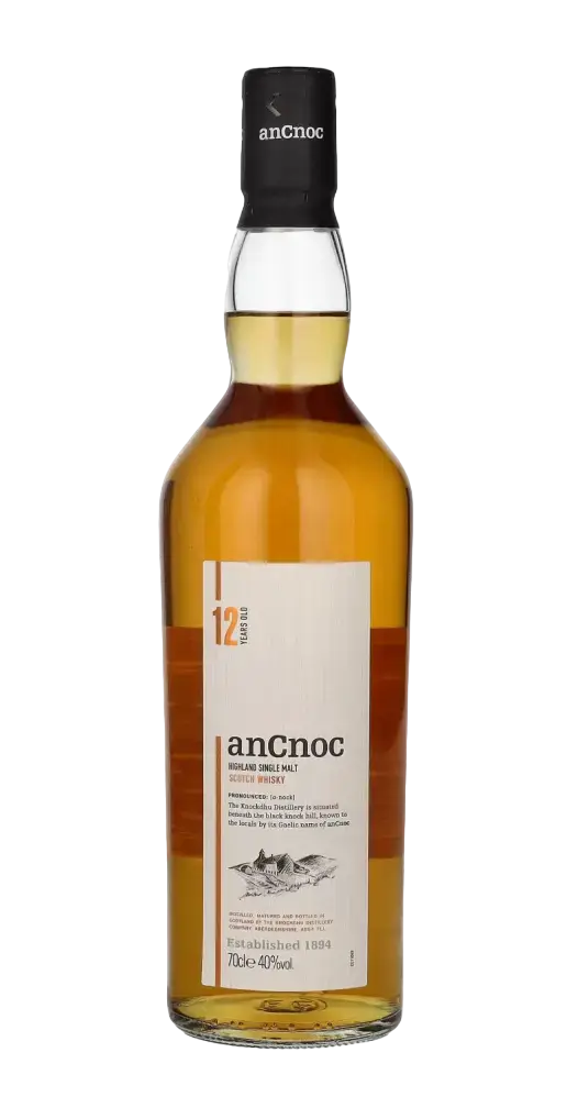 Schottischer Whisky AnCnoc 12 Jahre, aromatischer Single Malt mit Honig und Zitrone, aus der Speyside.