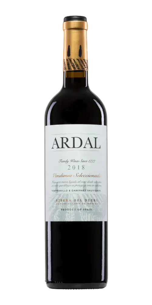 Ardal Vendimia Seleccionada DO, spanischer Rotwein mit Aromen von dunklen Früchten und 14% Vol., Jahrgang 2018.