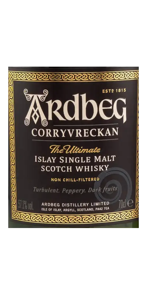 Schottischer Whisky Ardbeg Corryvreckan, Islay Single Malt mit intensiven, turbulenten Aromen, 700ml, nicht kühlgefiltert.