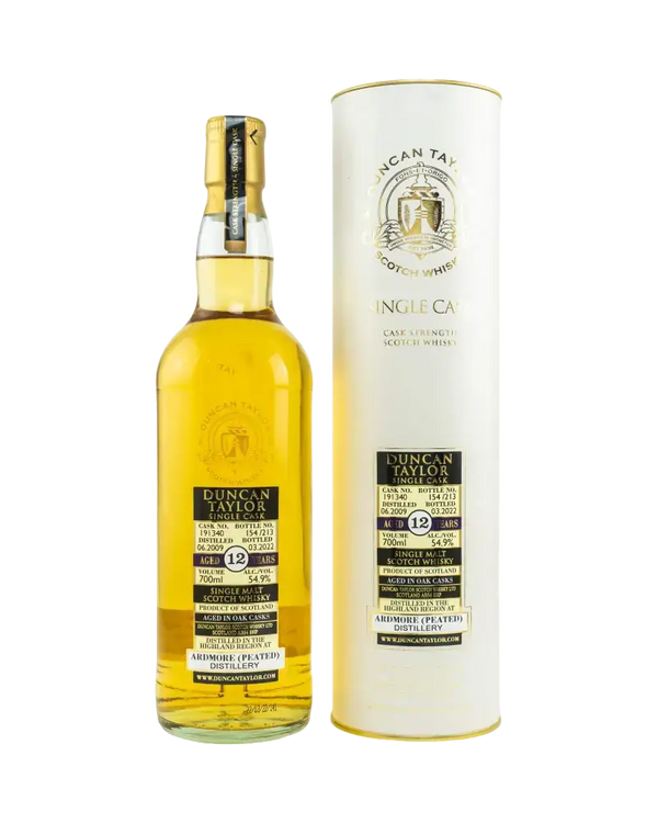 Schottischer Whisky Ardmore 2009/2022, 12 Jahre, Peated Cask #191340 in Tube, von Duncan Taylor, limitierte Edition.