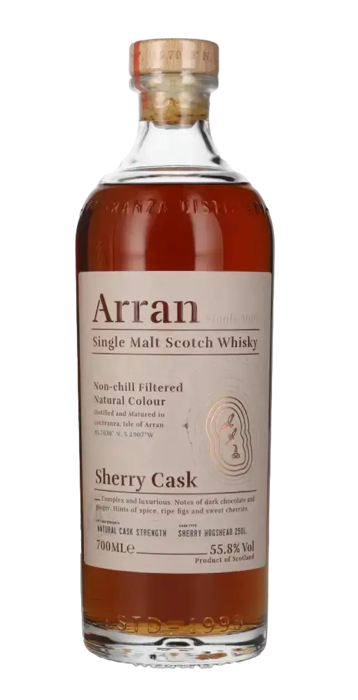 Schottischer Whisky Arran Sherry Cask, 700ml, mit reifen Feigen und Kirschen für komplexen Geschmack.