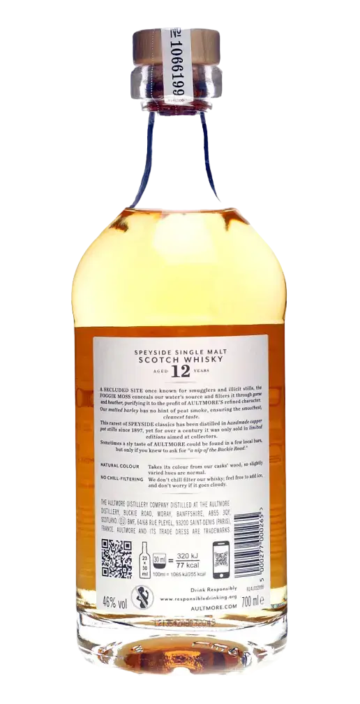 Schottischer Whisky Aultmore 12 Jahre, Speyside Single Malt, gereift, mit Frucht- und Vanillenoten, 700 ml.