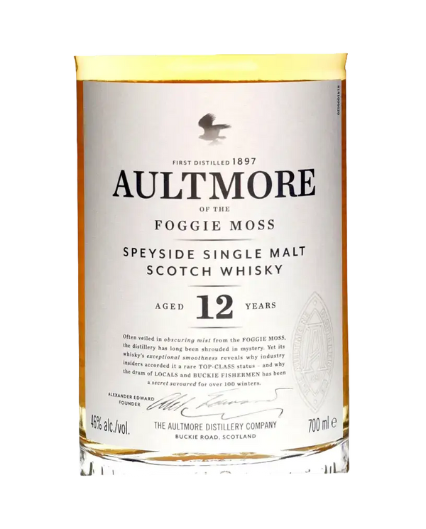Schottischer Whisky Aultmore 12 Jahre, Speyside, fruchtige und würzige Aromen, 700 ml Flasche.