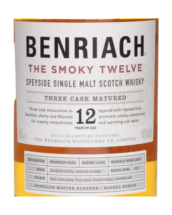Schottischer Whisky Benriach The Smoky Twelve, 12 Jahre, Speyside, fruchtige Aromen, feine Eiche, rauchig.