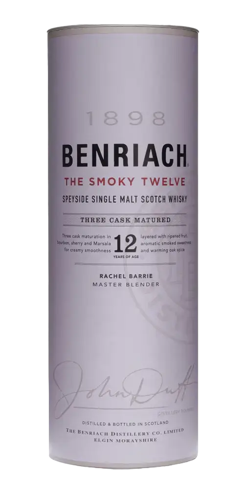 Schottischer Whisky Benriach The Smoky Twelve, 12 Jahre, Speyside, Tube, komplexe Aromen, rauchig, fruchtig.