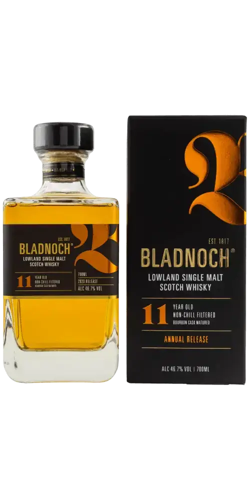 Schottischer Whisky Bladnoch 11 Jahre, Lowland Single Malt in dekorativer Verpackung, honigblumige Noten, 700ml