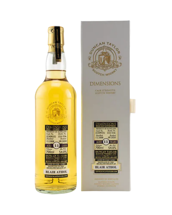 Schottischer Whisky Blair Athol 2008/2020, 11 Jahre Duncan Taylor, 700ml, 54.0% vol, limitierte Edition in hochwertiger Box.