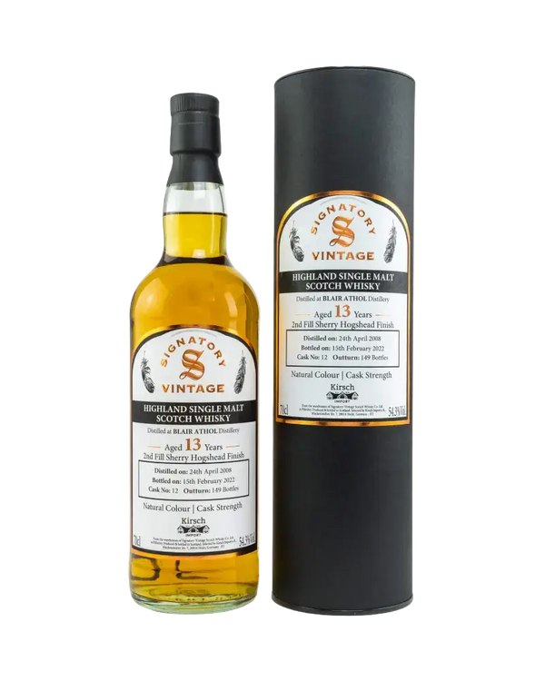 Schottischer Whisky Blair Athol 2008/2022, 13 Jahre, Einzelfass Nr. 12, Signatory Vintage, Highlands.