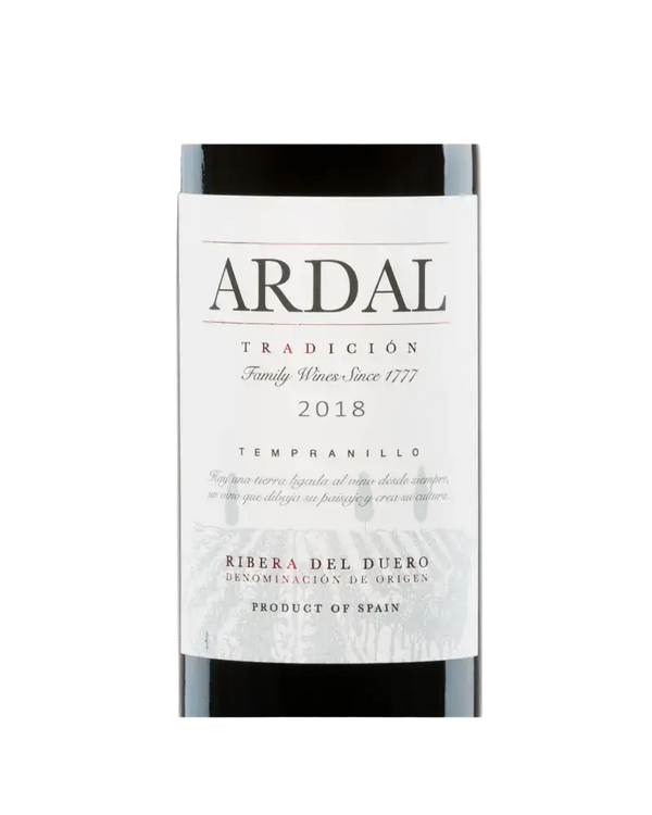 Ardal Tradición 2018, spanischer Rotwein aus Ribera del Duero, Tempranillo mit fruchtigem Bukett.
