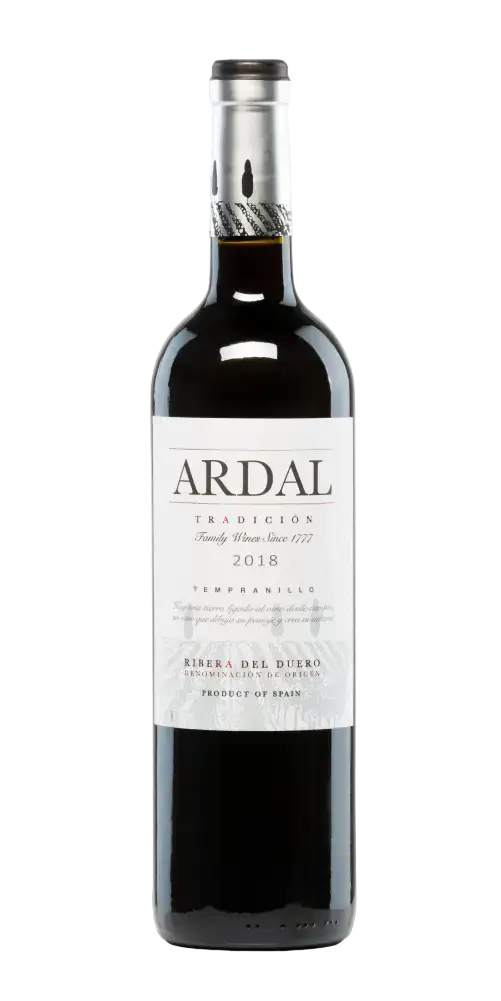Ardal Tradición Tempranillo 2018, spanischer Rotwein aus Ribera del Duero mit Aromen roter Früchte und guter Struktur.