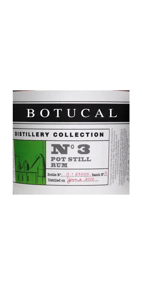 Botucal N° 3 Rum, Pot Still, venezolanischer Rum in der Distillery Collection, Detailansicht Etikett