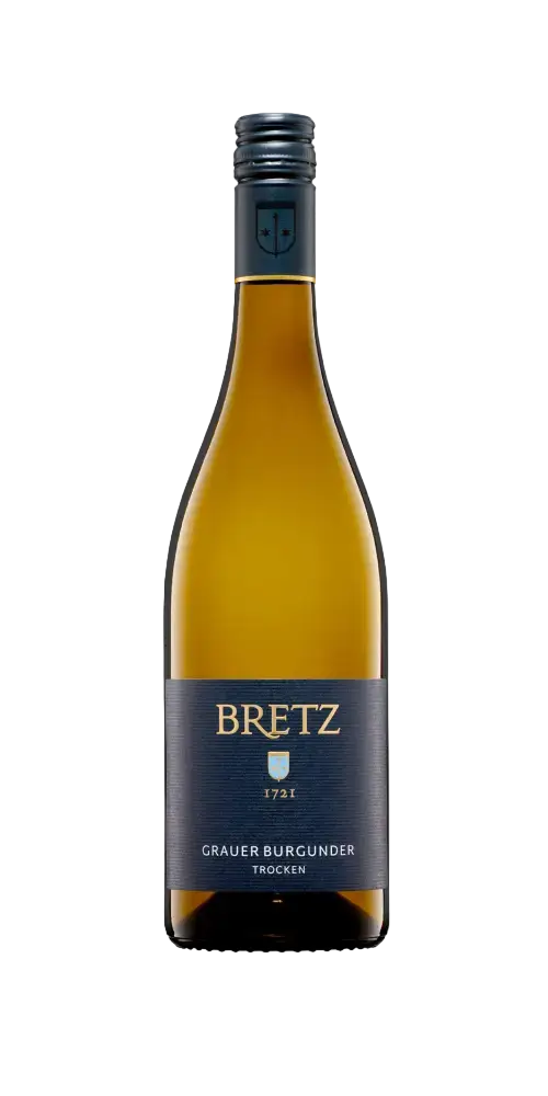 Grauer Burgunder Bretz, eleganter Weißwein mit Aromen von reifen Äpfeln und Zitrusfrüchten, trocken.