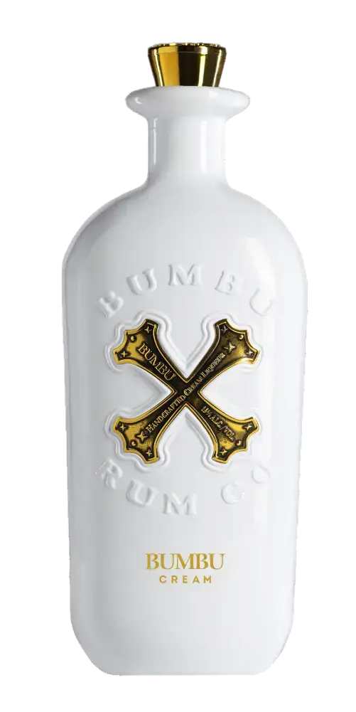 BUMBU CREAM Flasche, cremiger Likör mit Rum aus Panama, edles Design, perfekt für Cocktails oder pur auf Eis.