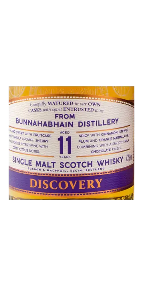 Schottischer Whisky Bunnahabhain 1 Jahr Discovery, Single Malt mit fruchtigen und würzigen Aromen, m. Sherryfass-gereift.