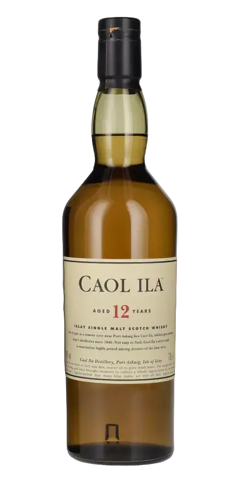 Schottischer Whisky Caol Ila 12 Jahre, Islay Single Malt, 12 Jahre alt, rauchige Aromen, hochwertige Whiskyflasche.