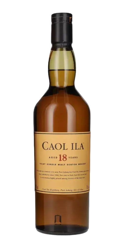 Schottischer Whisky Caol Ila, 18 Jahre, Islay Single Malt, harmonische Balance aus Rauch und Süße.