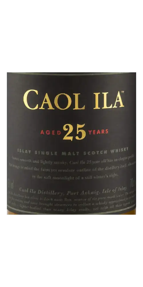 Schottischer Whisky Caol Ila 25 Jahre, Islay Single Malt mit komplexen Aromen und edel gereift.
