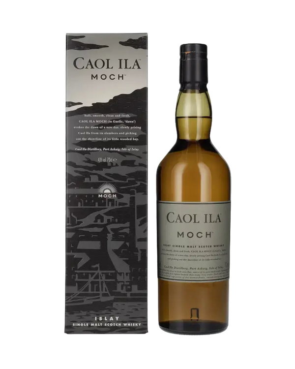 Schottischer Whisky Caol Ila Moch aus Islay, rauchiger Charakter, 700ml Flasche und Geschenkbox.