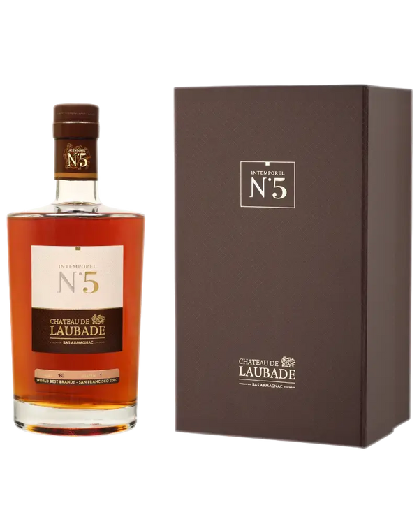 Armagnac Chateau de Laubade Intemporel N°5, 20-30 Jahre gereift, Gascogne-Eiche, premium Qualität, Geschenkbox
