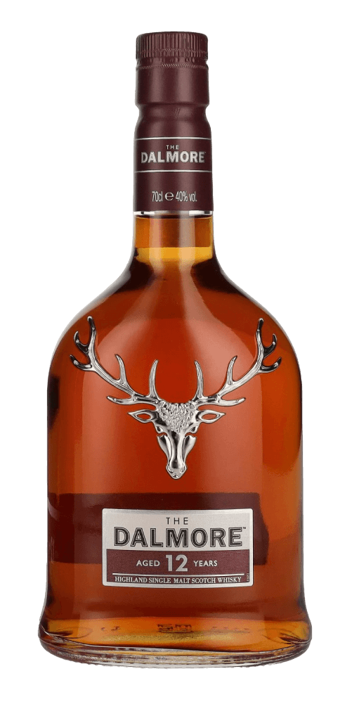 Schottischer Whisky Dalmore 12 Jahre in edler Flasche, gereift in Ex-Bourbon- und Oloroso-Sherry-Fässern.