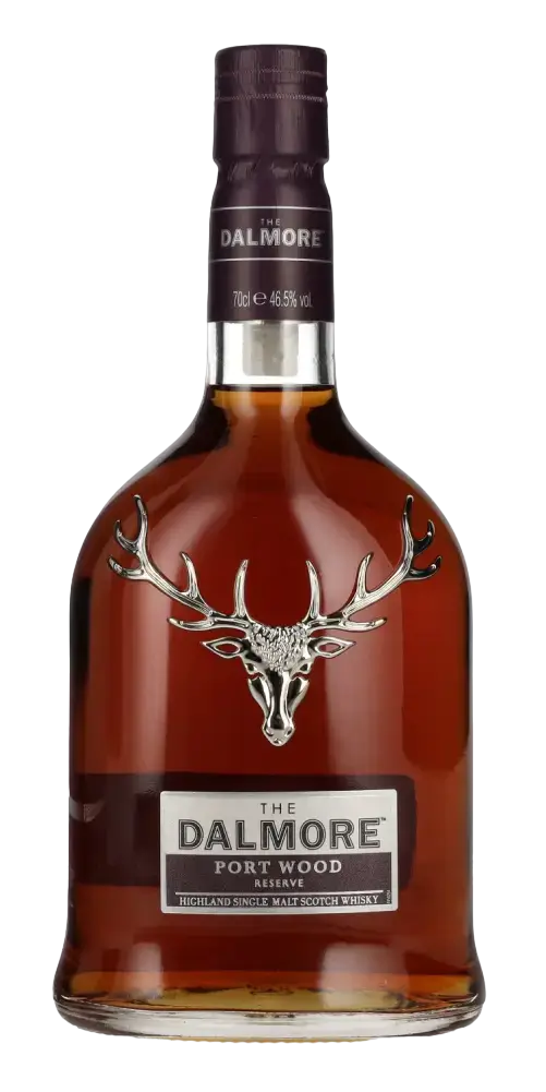 Schottischer Whisky Dalmore Port Wood Reserve, 70cl, 46,5% vol, in eleganter Flasche mit Geweih-Logo.