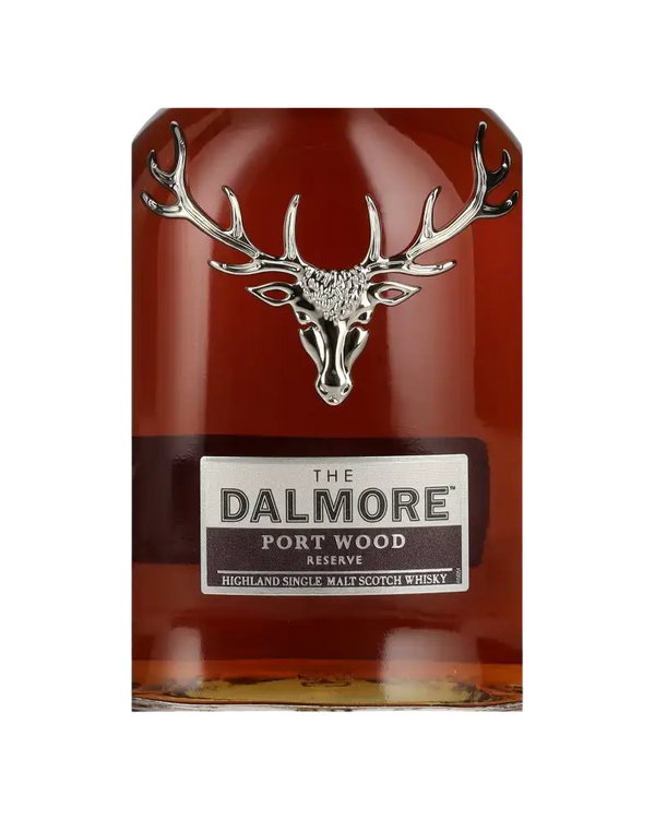 Schottischer Whisky Dalmore Port Wood Reserve - Highland Single Malt mit edlem Flaschendesign und Geweihmotiv.