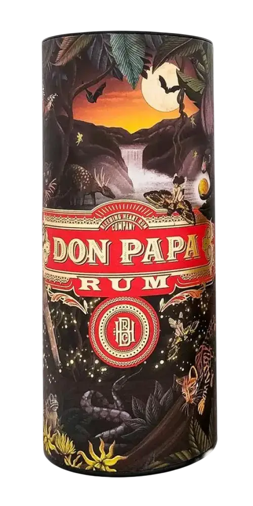 Don Papa Rum Ethereal 7 Jahre in dekorativer Verpackung aus Filipinen, Ex-Bourbon, mit Aromen von Vanille und Eiche.