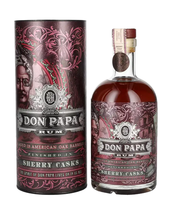 Don Papa Rum Sherry Cask in edler Geschenkverpackung, 4 Jahre gereift, mit einzigartigem Finish in Ex-Sherry Fässern.