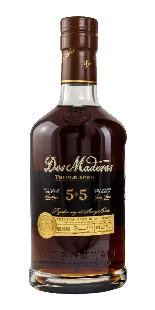 Dos Maderas 5+5 PX Rum, Triple Aged, karibischer Premium-Spirituosen, leicht süßlich, 70cl.