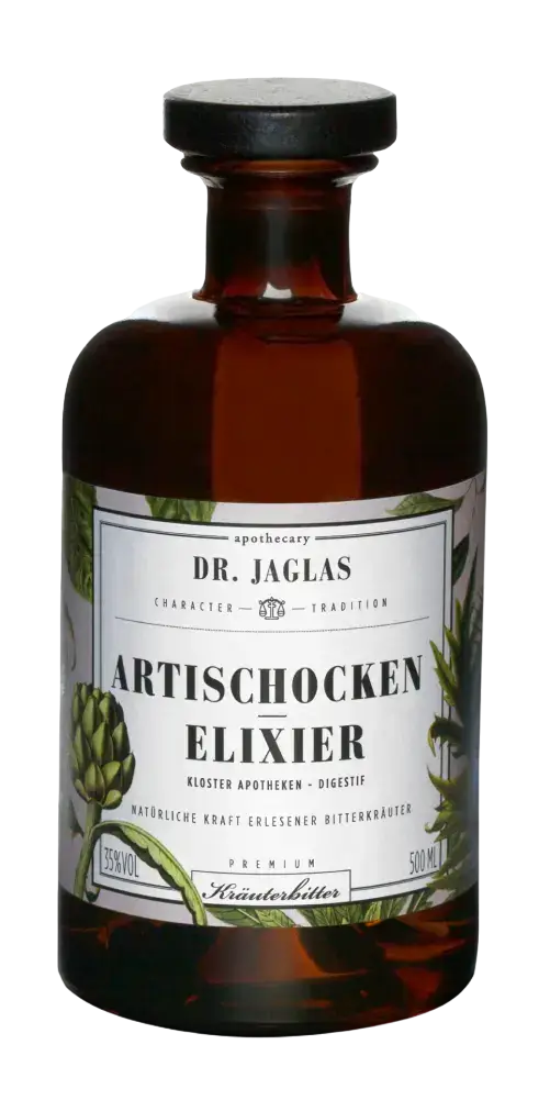 Artischocken Elixier von Dr. Jaglas, bittersüßer Digestif mit über 30 Kräutern, natürliche Zutaten, 500ml.