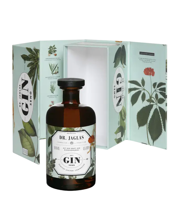 Dr. Jaglas Gin, handverlesene Wacholderbeeren, Ginseng, modernes Design, perfekt für Genießer, TIME 2 TASTE.