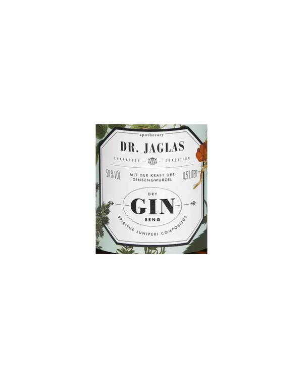 Dr. Jaglas Gin - hochwertiger Drygin mit Ginseng und Wacholder, 50% vol, deutsche Spirituose, ausgeglichener Geschmack