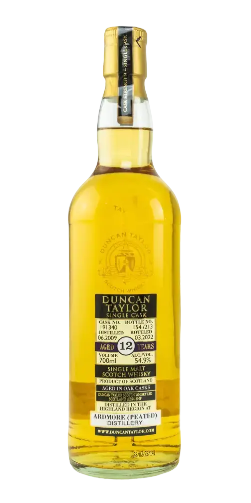 Schottischer Whisky Ardmore 2009/2022, 12 Jahre, Peated Cask #191340 von Duncan Taylor, 54,9% alc.