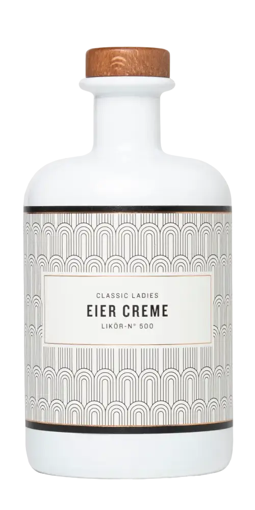 Eierlikör von CLASSIC LADIES, cremig und süß, ideal für Cocktails und Desserts; Likör-N°500 in eleganter Flasche.