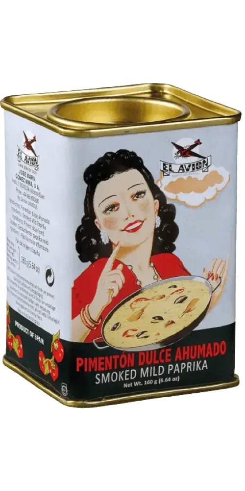 El Avion Pimentón Dulce Ahumado in dekorativer Dose, feine Feinkost für die spanische Küche, 100g.