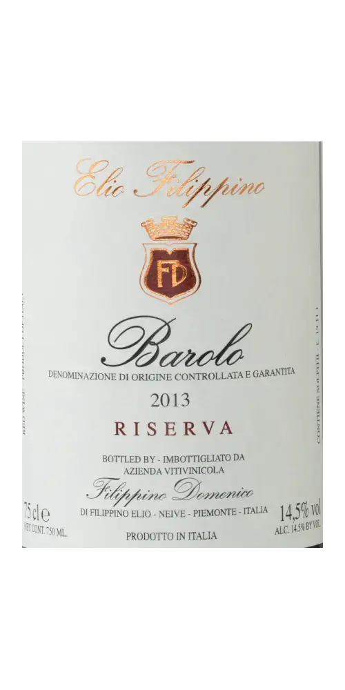 Elio Filippino Barolo Riserva 2013, Nebbiolo aus dem Piemont mit eleganten Aromen und 14,5 % Vol.