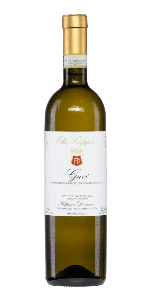 Elio Filippino Gavi, italienischer Weißwein mit frischen Limettennoten und 12,5 % Vol. aus dem Piemont.