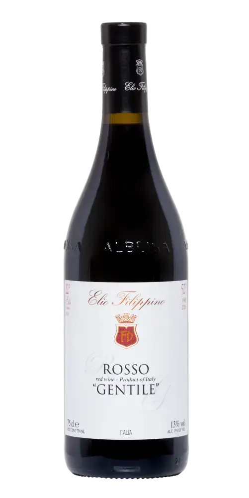 Elio Filippino Rosso Gentile, halbtrockener Rotwein mit Aromen von dunklen Beeren und 13,5 % Vol. aus dem Piemont.