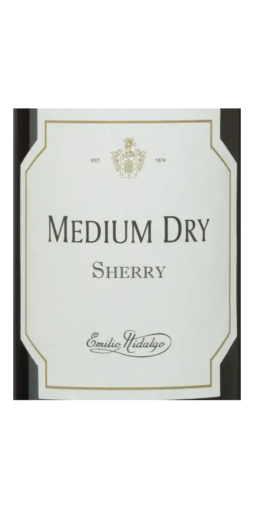 Emilio Hidalgo Medium Dry, halbtrockener Sherry mit eleganter Note und dezenter Restsüße aus Spanien.