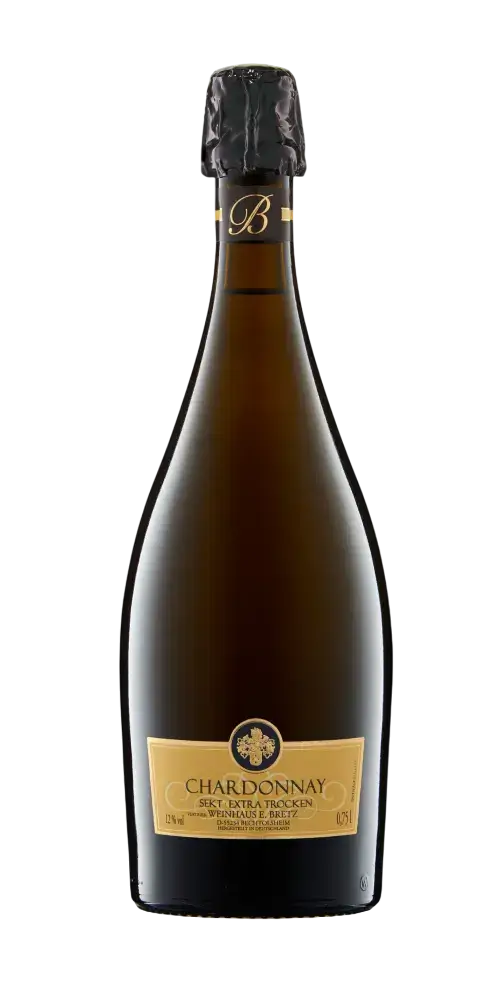 Ernst Bretz Chardonnay Sekt, edler Schaumwein aus 100 % Chardonnay mit feiner Perlage und elegantem Geschmack.
