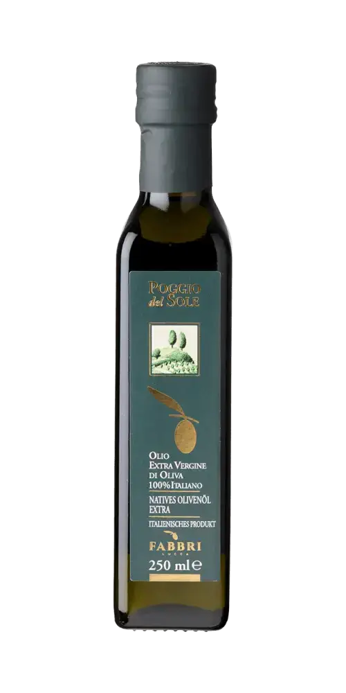 Olivenöl nativ extra Fabbri Poggio del Sole 250ml aus Italien, mild und fruchtig, kaltgepresst.