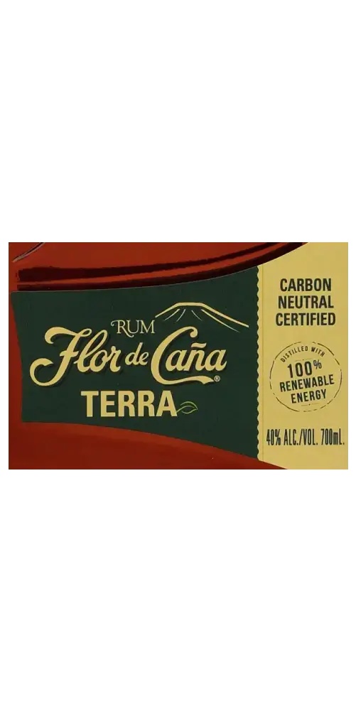 Flor de Caña Rum Terra, 700 ml, 44% vol, aus Nicaragua, mit 100% erneuerbarer Energie destilliert.
